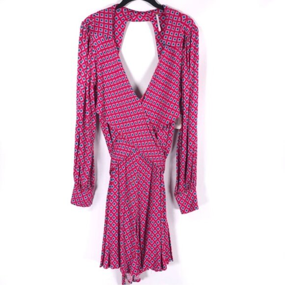 NWT Free People Women's It Takes Two Long Sleeve Mini Dress Pop‎ Combo LARGE - Picture 6 of 16